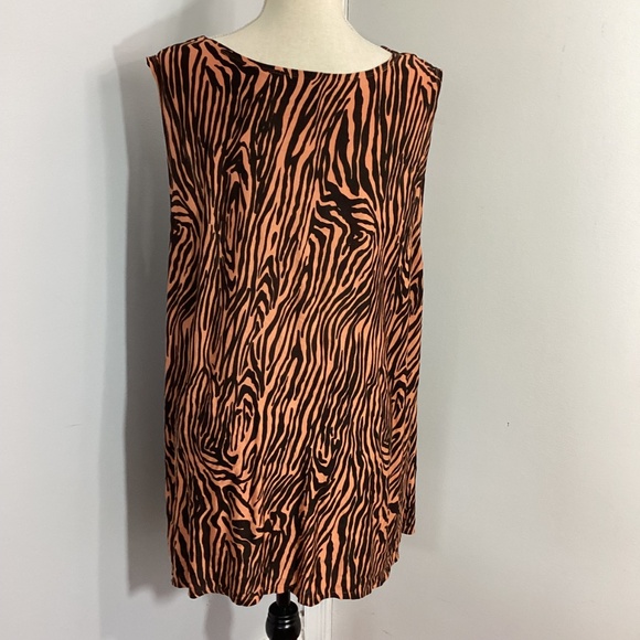 BOB MACKIE STUDIO PLUS SZ 3X SILK BLEND LIQUID KNIT COWL NECK TANK TOP ANIMAL - Picture 2 of 8